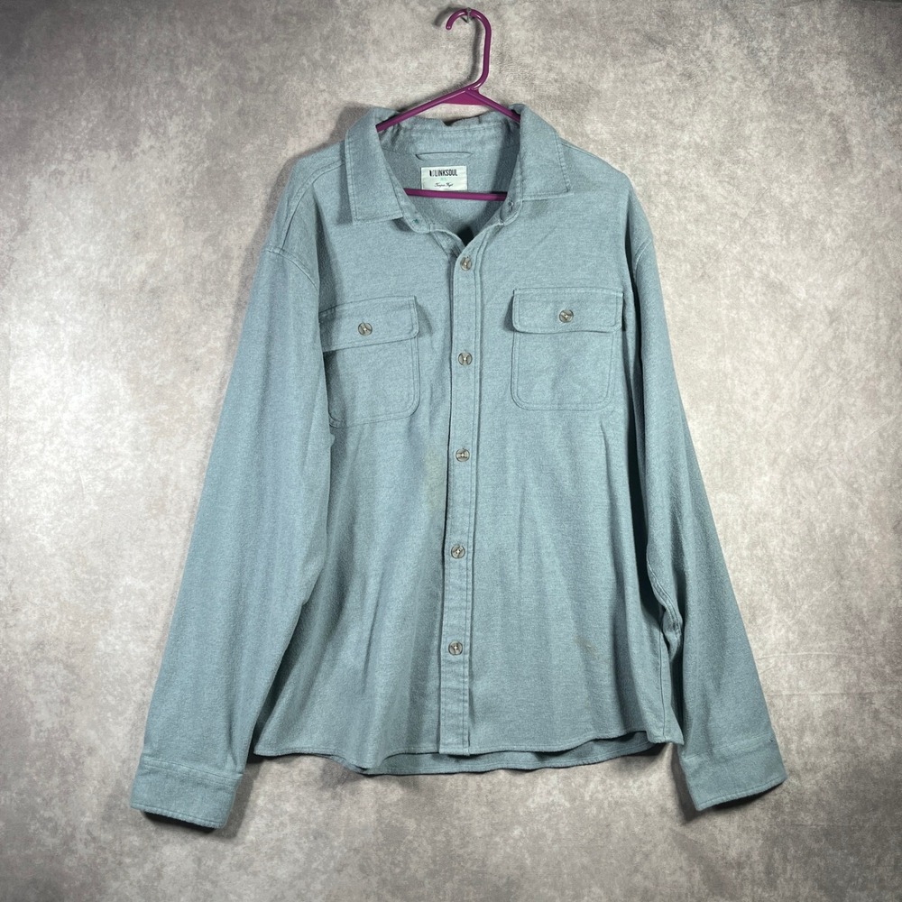 Linksoul Tempus Fugit XL‎ Mens Shirt Jacket Button Up Flannel Long Sleeve Blue